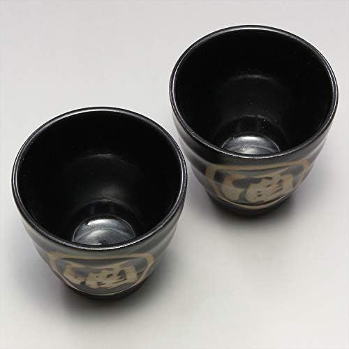 彩堂窯 Mino Ware Folk Umjetničke umjetnike Sake Set kontejnera, Okame Tokuri, セット 箱入, crna