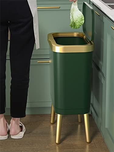 Wenlii 15L Zlatna kanta za smeće za kuhinjsko kupatilo Četveronožna Plastična uska kanta za smeće visokog stopala s poklopcem