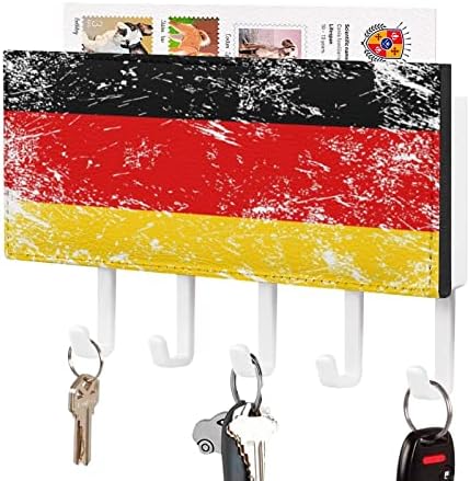 Njemačka Retro Zastava kožni držač za ključeve Organizator pošte zid montiran sa 5 kukica za kućni ulazni dekor