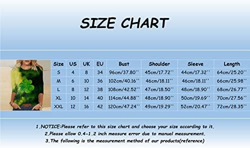 3/4 vrhovi rukava za žene, cvjetna printurana posada Tri četvrtine rukava za rukave povremene ženske tunike 3/4 rukava