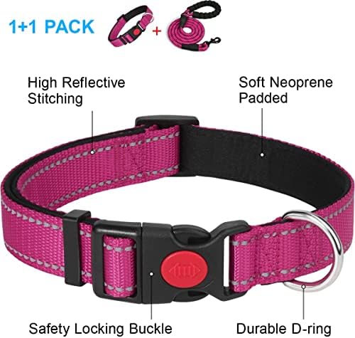 Erbinski set za pse i povodac, reflektirajuće ogrlice za pse sa sigurnosnim kopčom za zaključavanje, 6ft teških pasa povodac, 7 boja