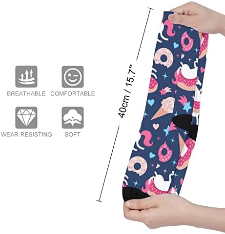 WEEDKEYCAT zabava jednorog i sladoled Crew Socks novost Funny Print grafički Casual umjerena Debljina za proljeće jesen & zima