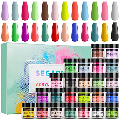Segarryi 24 boje akrilni prah, akrilni set pudera za nokte za nokte 3D Art, rezbarenje ekstenzija akrilnog praha