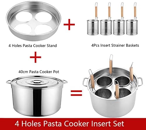 3/4/5 rupa set umetaka za štednjak za testeninu, lonac za testeninu od nerđajućeg čelika i umetak korpa za cjedilo posuđe za kućni Kuhinjski restoran komercijalni alat za kuvanje, 4 rupe