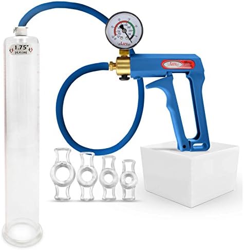 Leluv Maxi Blue Plus Bund pumpe za penis pumpa sa premium silikonskim crevom i 4 veličine suženjem prstenova 12 inča x 1,75 inčni