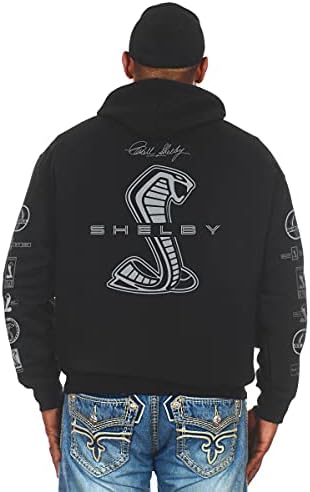 JH dizajnerska grupa Muški Ford Shelby Cobra Zip-up Hoodie sa prednjim i zadnjim amblemima