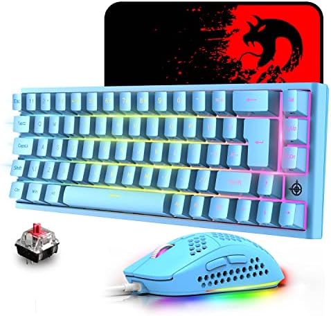 Jedna 2 Mini 60% kombinacija žičane tastature i miša za igre, žičana hroma RGB pozadinsko osvjetljenje+6400dpi saće lagani miš,kompaktna