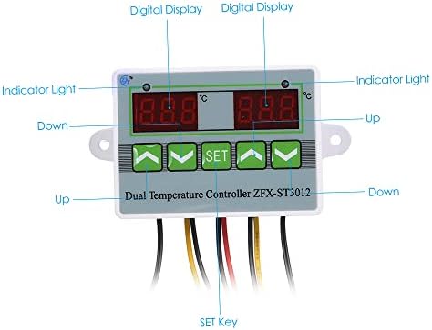 Huiop regulator temperature, mikroračunalo inteligentni digitalni regulator temperature sa dvostrukim ekranom ZFX-ST3012 220V / 1500W