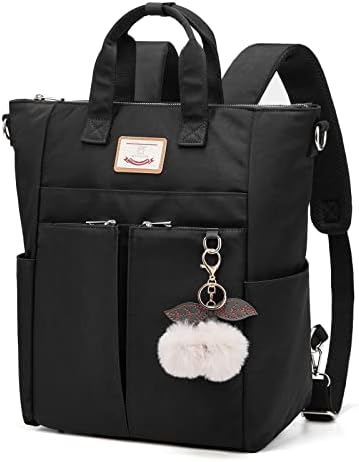 MyHozee kabriolet ruksak torba torba, 3 u 1 ženski ruksak za laptop, College Casual Daypack BookBag crni