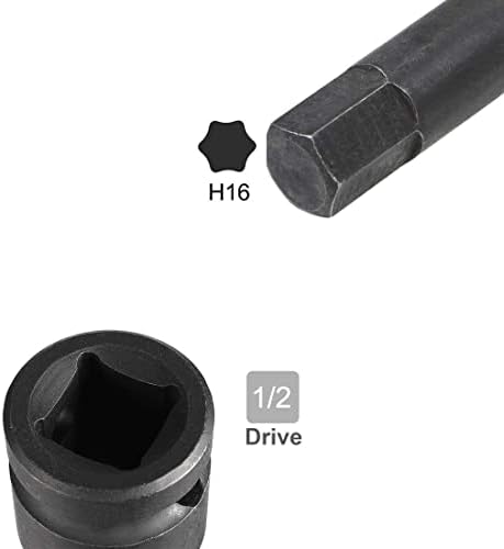 Utoolmart Hex Impact bit Socket, 1/2-inčni pogon Allen bit Socket, 16mm Hex Impact Socket, Cr-Mo čelik, Master Impact Hex drajver,