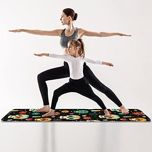 Siebzeh Day of the Dead Print Premium Thick Yoga Mat Eco Friendly Rubber Health & amp; fitnes non Slip Mat za sve vrste vježbe joge
