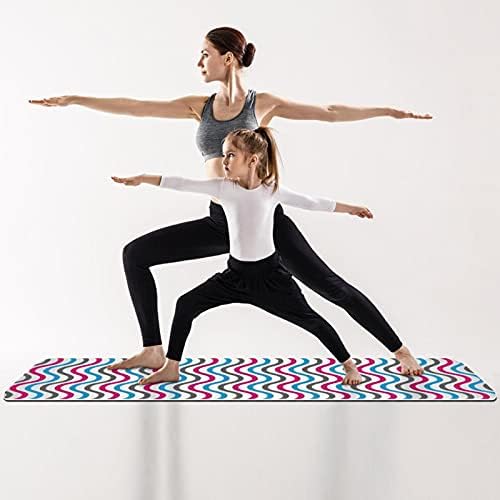 Rosy Blue Grey Wave Striped Premium Thick Yoga Mat Eco Friendly Rubber Health & amp; fitnes non Slip Mat za sve vrste vježbe joge
