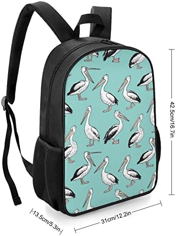 Cartoon Pelikans Unisex ruksak lagani dnevni torba modne ramena s džepovima za boce sa vodom