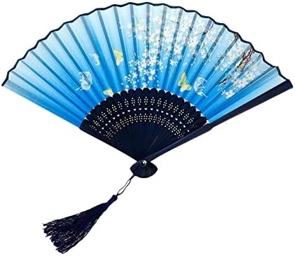 FAOTUP 2pcs plavo-crni jedinstveni bambusovi sklopivi ventilator, ručni sklopivi ventilator, kineski sklopivi ventilator bambus, sklopivi