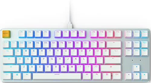 Glorious Custom Gaming Keyboard-GMMK 85% Percent TKL-USB C žičana mehanička tastatura - RGB hot Swappable Switches & Keycaps - Srebrna/bijela