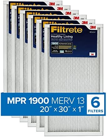 Filter za vazduh Filtrete 20x30x1, MPR 1900, MERV 13, Healthy Living Ultimate Allergen 3-mesečni plisirani 1-inčni filteri za vazduh,