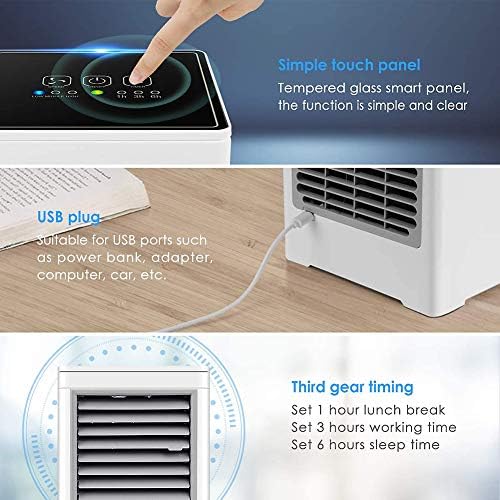 ZPEE prijenosni ventilator za rashladni prostor za kućnu spavaoniku, dodirni ekran USB lični hladnjak zraka, 3 vetra ventilator klima