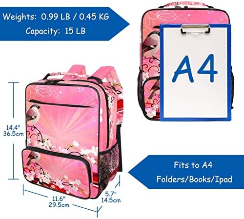 VBFOFBV ruksak za laptop, elegantan putnički ruksak casual pasiva za muškarce za muškarce, ružičasti cvijet ptica opruga japanskog