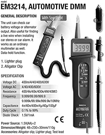 WYFDP EM3214 PEN stil automobilski multimetar automatski napon automatskog automatskog upravljanja DC / AC digitalni multimetarski ispitivač frekvencije