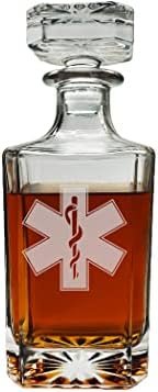 EMT Star of Life Logo EMS hitni medicinski tehničar dekanter viskija sa staklenim čepom prilagođeni poklon za muškarce Dan očeva veterana