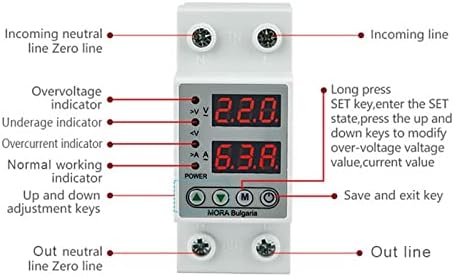 Gruni 1pcs Digital Podesiv preko AMP-a pod naponskim zaštitnikom Dual ekran 40a 63a 230V DIN relej releja