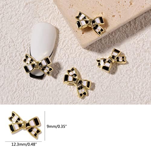 chengzui crno-bijeli karirani Leopard Print Nail Art Cirkon Set od 3 čvora medvjeda ljubavni oblik srca za kućne nokte prodavnica