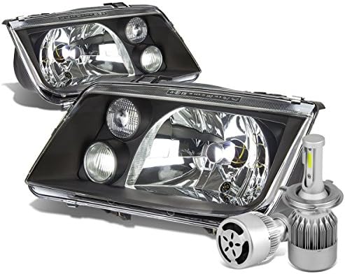 Auto Dynasty crno kućište farova + 9007 LED komplet za konverziju sa ventilatorom kompatibilnim sa VW Jetta Bora sa svjetlom za maglu
