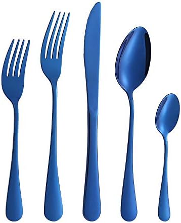 Set srebrnog posuđa, Set posuđa od nerđajućeg čelika od 40 komada, plavi kuhinjski set posuđa servis za 8, Set posuđa za jelo za kućno