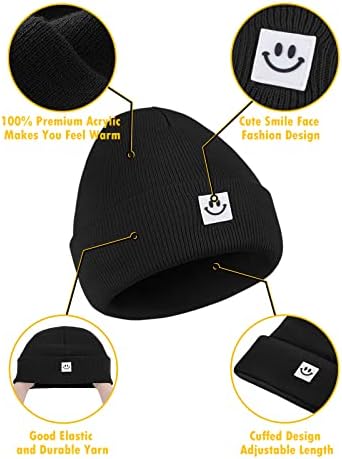 Komorebi Smile Face Beanies za muškarce ženski zimski šeširi topla Slouchy Beanies obična pletena Beanies Unisex manžetna Lobanja