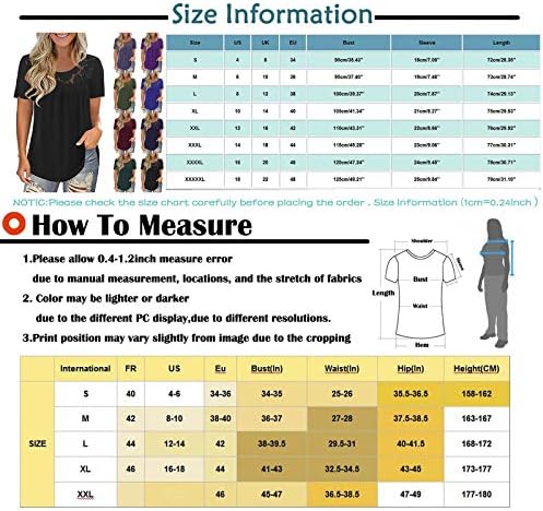 Seksi majice za žene, ležerne čipke kratkih rukava s kratkim rukavima Elegantne grafičke teene modne haljine tuničke bluze