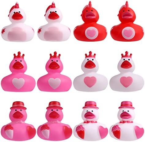 12pcs Valentines Day Heart Mini gumene patke, igračke patke, igračke za valentine favorizore postavljene novitetne gumene pakete u učionici Razmjena nagrada