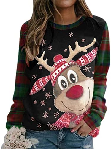 Cooki božićne košulje za žene casual crewneck slatka jelena ispis dukserica dugih rukava pulover bluza ženske vrhove