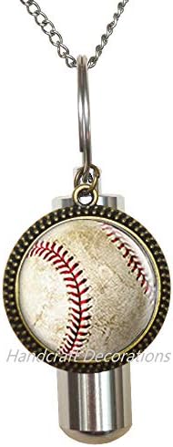 HandFarcdeCorations bejzbol kremiranje urna ogrlica, bejzbol šarm, bejzbol urn, bejzbol nakit, bejzbol prijatelj, bejzbol sestra,