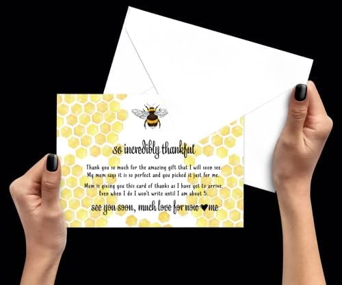 Bumblebee Baby Shower zahvalnice kartice napunjena Napomena od dječaka ili djevojčice – pojedinačne bilješke sa kovertama - recite