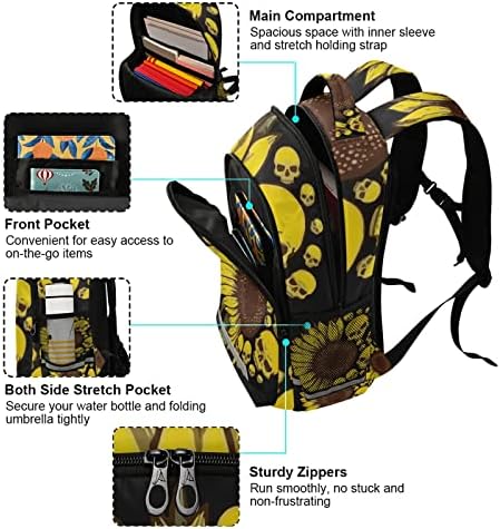 Ruksaci lubanja i suncokreta lagani laptop ruksak školski torbi za školsku knjižicu Travel Pješačenje Daypack za žene Muškarci Tinejdžeri